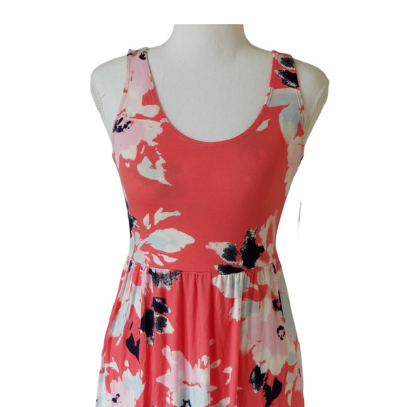 SO Scoop Neck Maxi Dress salmon floral Size XS - Picture 5 of 7